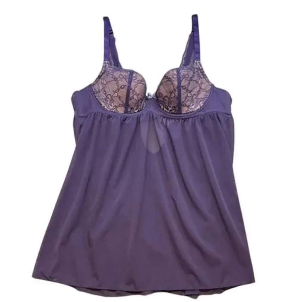 Adore Me Ella Contour Plus Purple Babydoll Lingerie Size 38DDD
